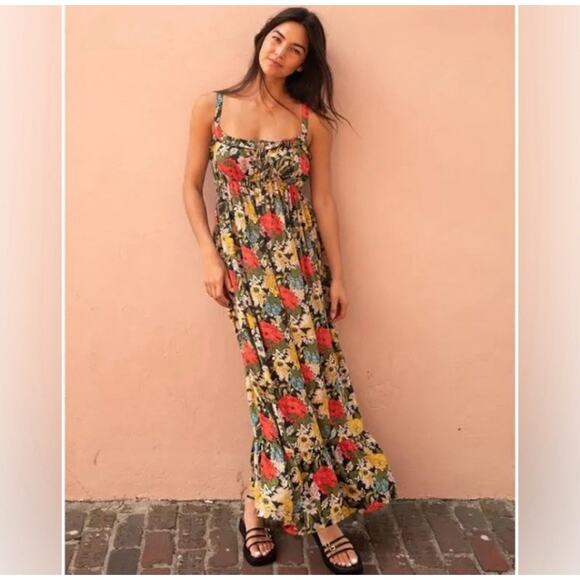 Natural Life Elizabeth Floral Poppy Women’s Maxi Dress Size Small Boho Hippie B4 - Picture 4 of 15